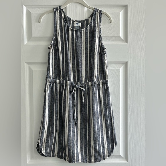 Old Navy Dresses & Skirts - Old Navy Blue White Nautical‎ Striped Linen Blend Sleeveless Dress Size Small